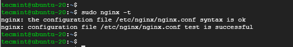 Проверьте конфигурацию Nginx в Ubuntu 20.04