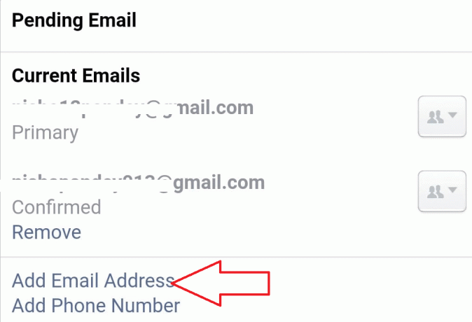 Добавить другой адрес электронной почты
