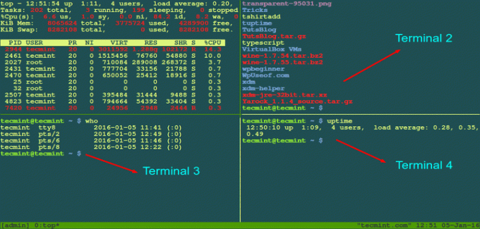 Tmux управляет несколькими терминалами Linux внутри одной консоли