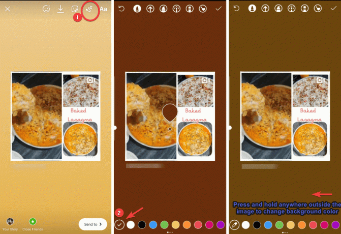 Используйте инструмент выбора цвета, чтобы изменить цвет фона истории Instagram