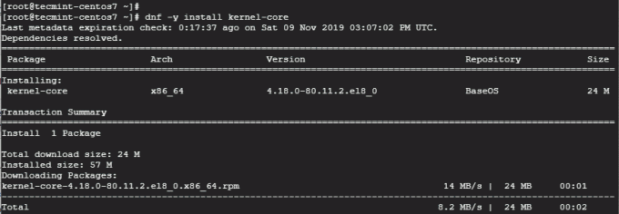 Installa il kernel in CentOS 8