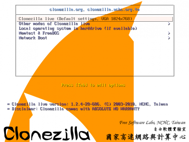 Clonezilla для Linux