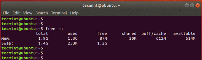 Проверьте использование памяти Linux