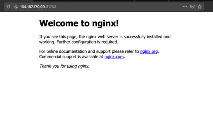 Проверьте страницу Nginx, развернутую в Kubernetes