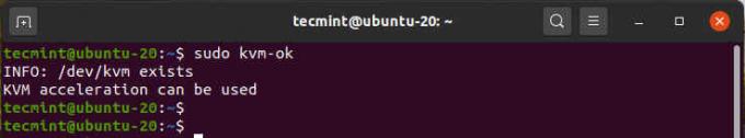Проверьте поддержку KVM в Ubuntu
