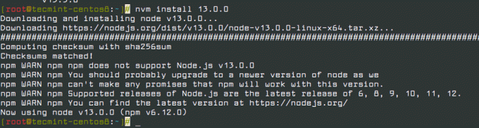 Установите определенную версию Nodejs в CentOS 8