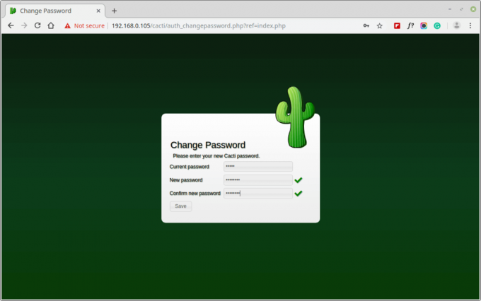Изменить пароль администратора Cacti