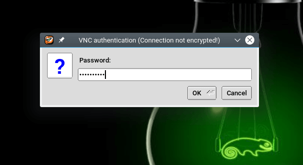 Inserisci la password di accesso VNC