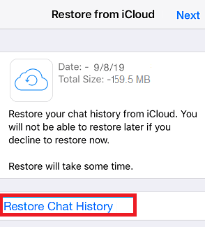 Restaurează Istoricul chaturilor WhatsApp