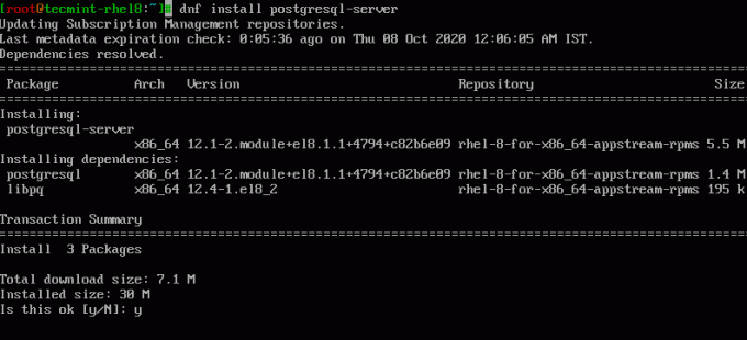 Instalați PostgreSQL în RHEL 8