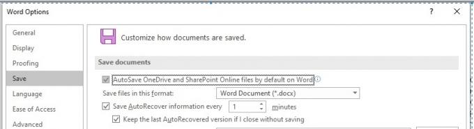 Αυτόματη αποθήκευση αρχείων OneDrive και SharePoint Online από προεπιλογή στο Word