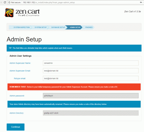 ZenCart rendszergazdai beállítás