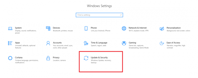 Setare Windows - Selectați actualizare și securitate