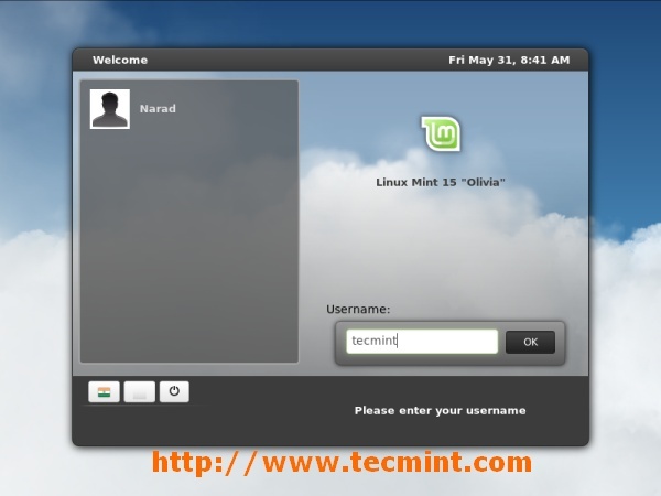 Linux Mint 15-Anmeldebildschirm