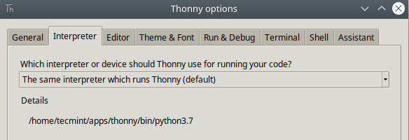 Seadke Thonny Pythoni tõlk