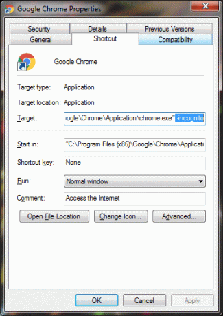 „Google Chrome“ inkognito režimas