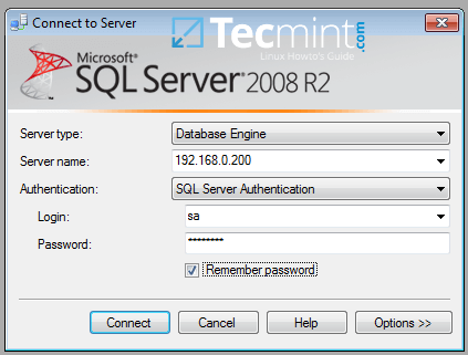 Conectați-vă la serverul MSSQL