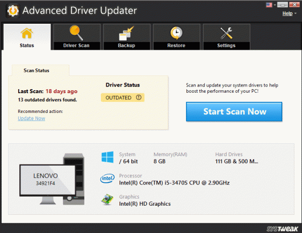 aktualizuje ovládač pomocou nástroja Advanced Driver updater