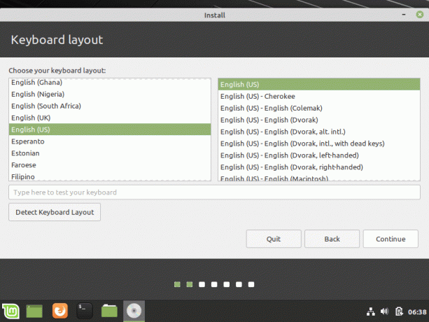 حدد Linux Mint Keyboard Layout