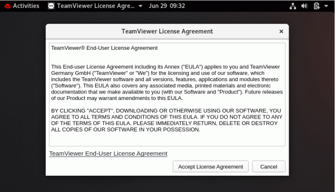 TeamViewer 라이선스 계약 동의