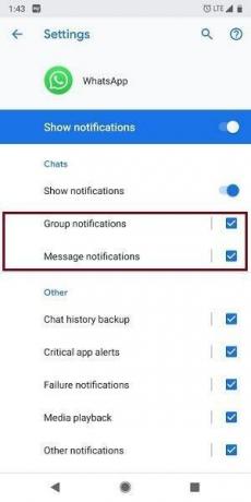 Chaturi de grup și individuale - Personalizați notificarea WhatsApp