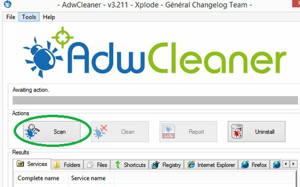 Utilizarea AdwCleaner - Eliminați bara de instrumente Ask
