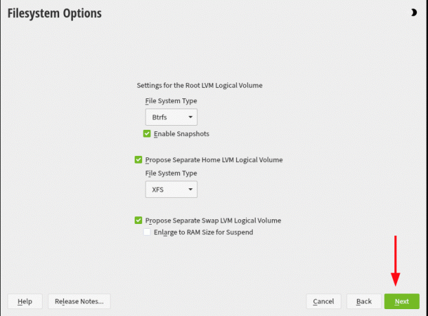 Opțiuni pentru sistemul de fișiere OpenSUSE