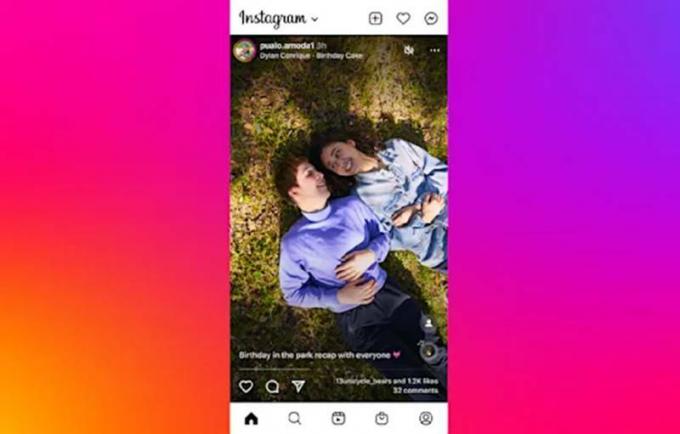 Tampilan Layar Penuh Instagram untuk Posting