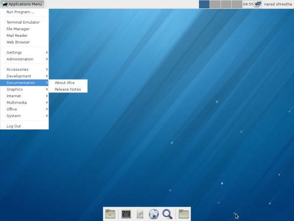 Desktop Fedora 18 XFCE