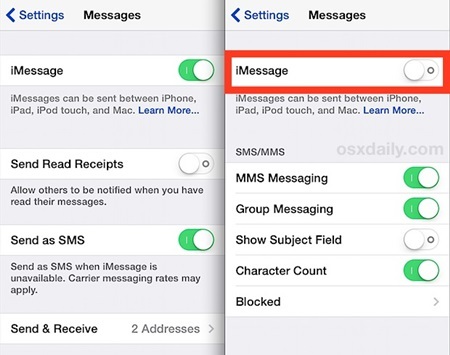 Hoe iMessage op iPhone of iPad uit te schakelen en te deactiveren