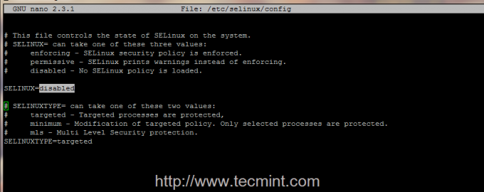 Nonaktifkan SELinux di CentOS