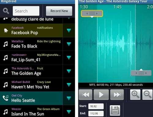 Urejanje ali ustvarjanje melodij po meri v Androidu s programom Ringdroid