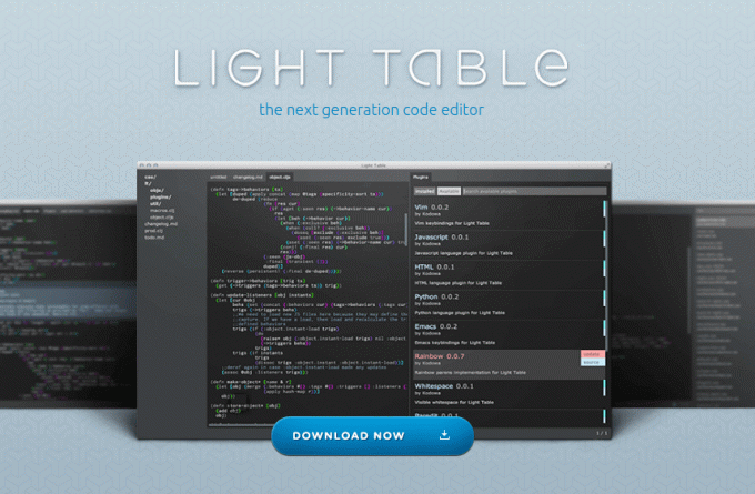 Editor codice tavolo luminoso