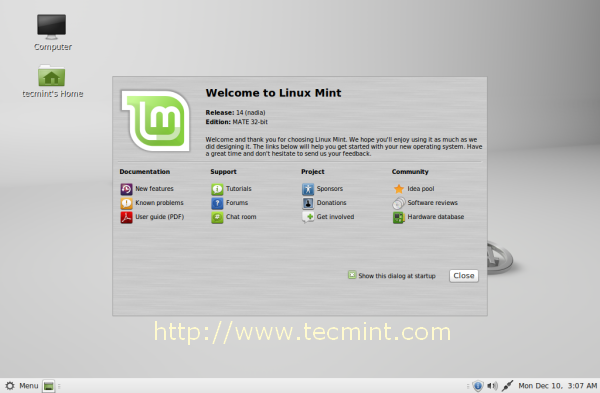 Linux Mint14デスクトップ