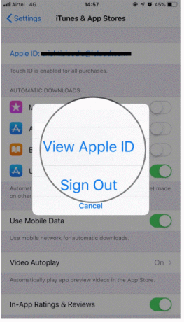 Apple-ID im Pop-up anzeigen