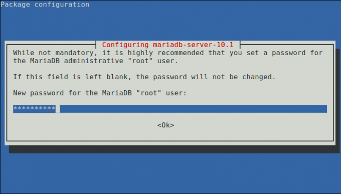 Imposta nuova password di root per MariaDB