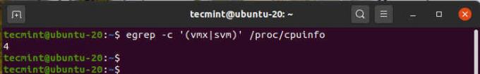 ตรวจสอบการสนับสนุนการจำลองเสมือนใน Ubuntu
