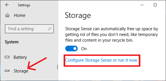 Configurați Storage Sense - Windows 10