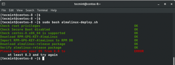 CentOS 8 Migrirajte na AlmaLinux