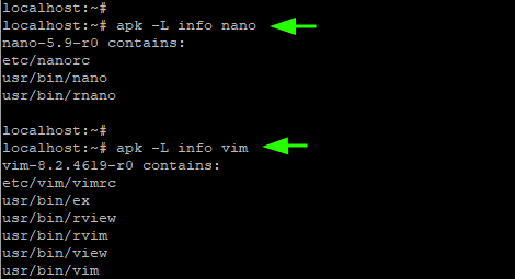 Lista de archivos de paquetes instalados en Alpine Linux