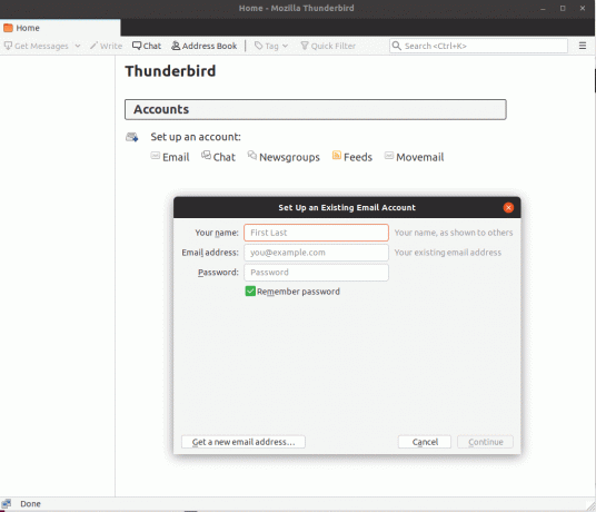 Postavite Thunderbird Mail u Ubuntuu
