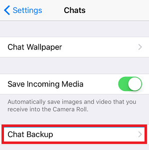 Atingeți Chat Backup