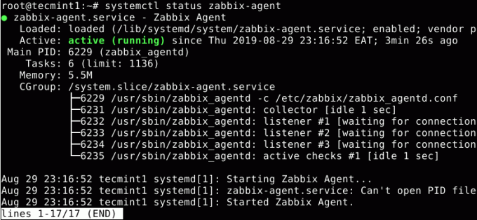 Provjerite status Zabbix agenta