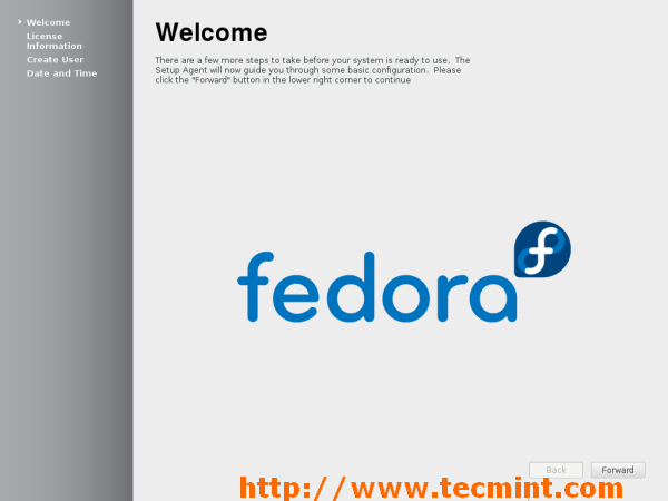 Layar Selamat Datang Fedora XFCE