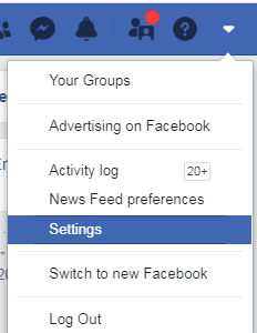 Перейти к параметрам настройки Facebook