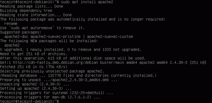 Installeer Apache in Debian 10