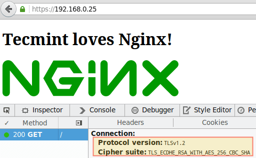 Проверьте шифрование TLS Nginx