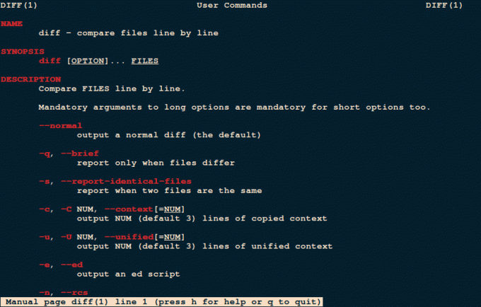 Команда Linux diff для сравнения файлов