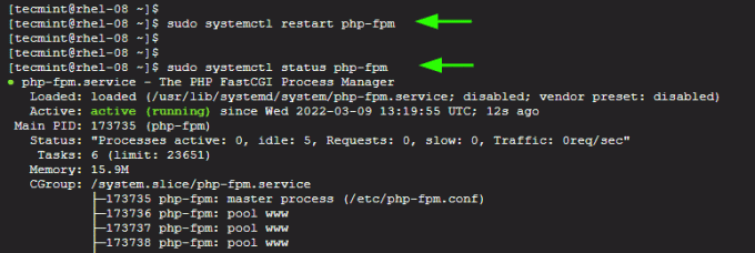 Verificați starea PHP-FPM