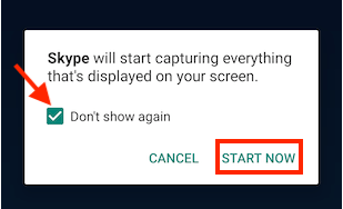 Faceți clic pe Începeți acum pentru a partaja ecranul